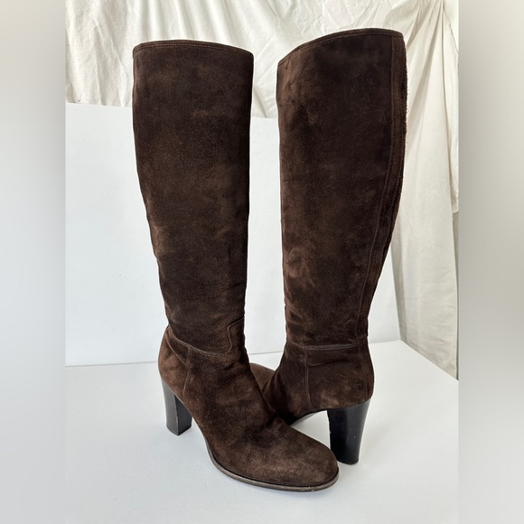 Prada Moro Suede Stretch Knee High Boots Brown 38.5 (US 8.5) Women’s tall boots - Picture 3 of 14